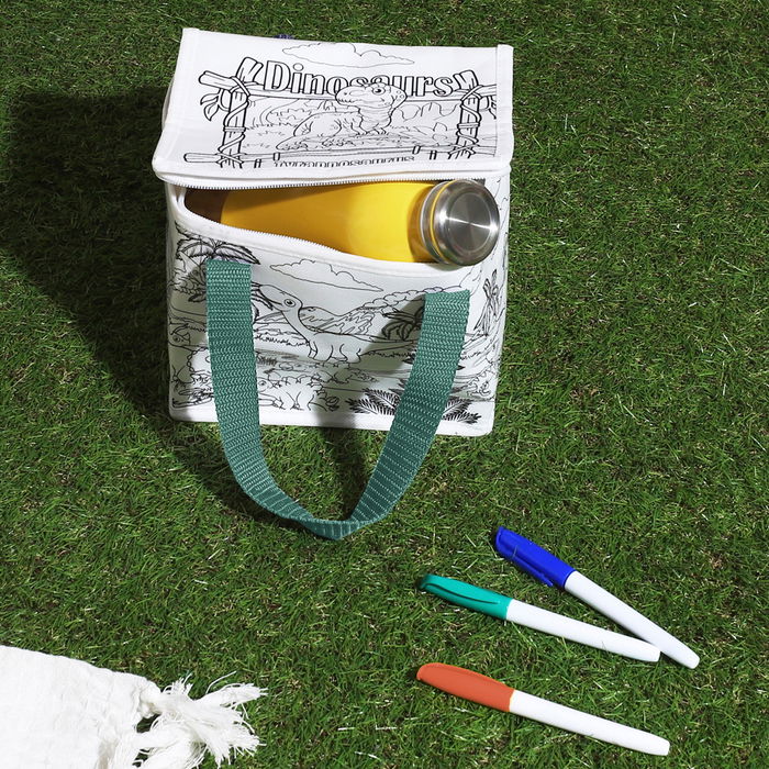 Cook Concept Bolsa Térmica Infantil para Colorear con Rotuladores Incluidos (Unicornios, Dinosaurios)