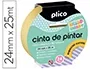 Plico Cinta Adhesiva para Pintor Especial Curvas 25 m x 24 mm, Cinta de Enmascarar con Medidas 25x24 mm
