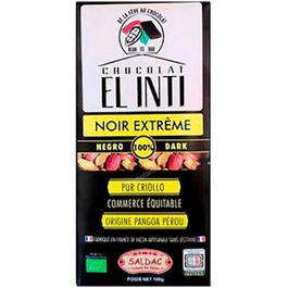 SALDAC Chocolate Negro 100% 100 Gr Eco Grand Cru Cacao Perú