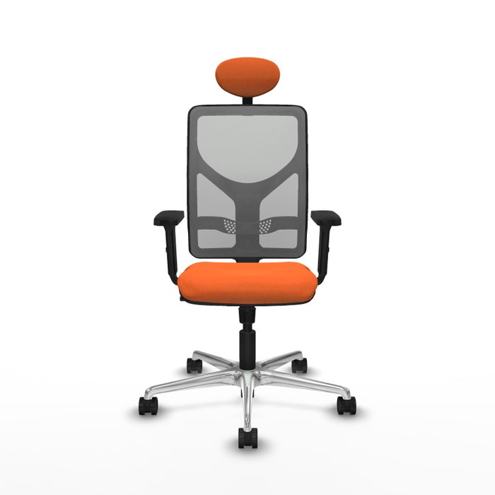 PIQUERAS Y CRESPO Silla de oficina Motilla con mecanismo Sincro, Tela Naranja y Malla Gris