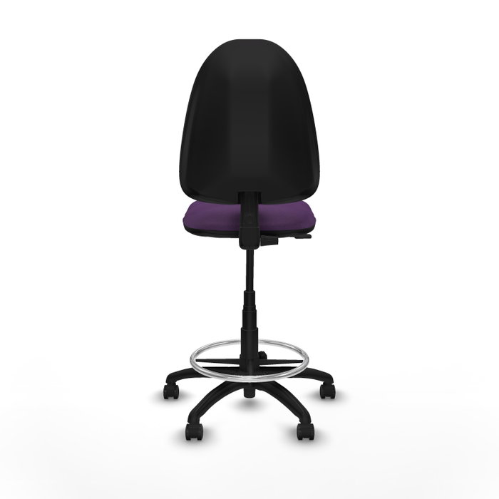 Taburete Aýna con mecanismo Contacto permanente básico tapizada con Tela color Morado. Equipado con Base poliamida negra, Sin brazos y Ruedas de parqué