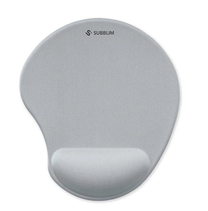 SUBBLIM SUBMP-04E051 Alfombrilla de Ratón Ergonómica con Gel Refrigerante NeoGel - Forma de Gota, Plata, Base Antideslizante, para Muñeca, 24.5x21.5 cm