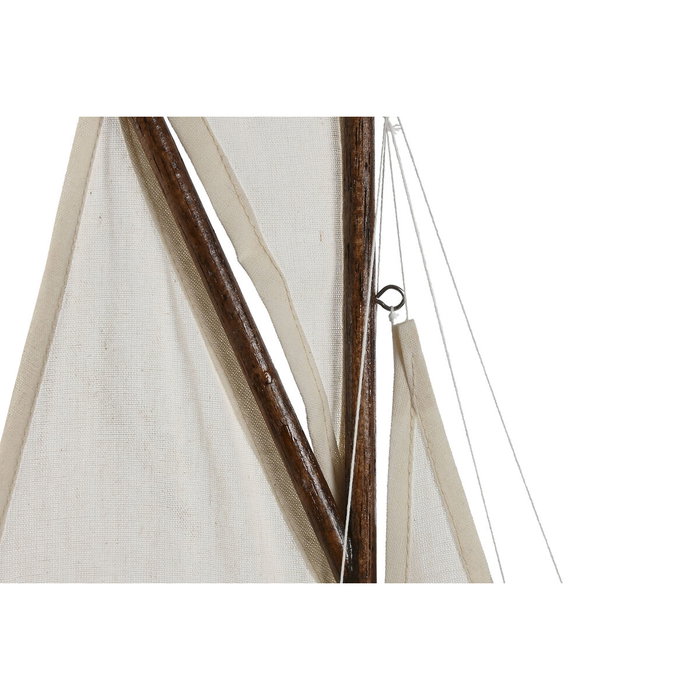 DKD Home Decor Set de 3 Barcos de Madera y Algodón Crudo 55x8x70