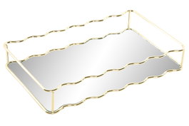 DKD Home Decor Bandeja Dorado Metal y Espejo 18 x 30 x 5 cm