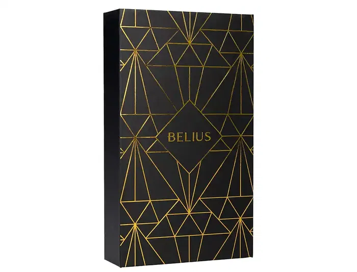Belius Soiree Bolígrafo y Estuche Negro y Dorado Tinta Azul 0,8 mm Caja Diseño Art Deco Elegante