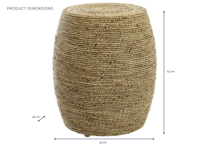 DKD Home Decor Reposapiés de Cañamo y Cuerda 45x45x52 Natural