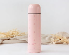 KioKids Termo para Líquidos 500 mL Rosa Doble Pared Acero Inoxidable Antigoteo Frío 24h Calor 12h Colección Petits Moments +0 Meses