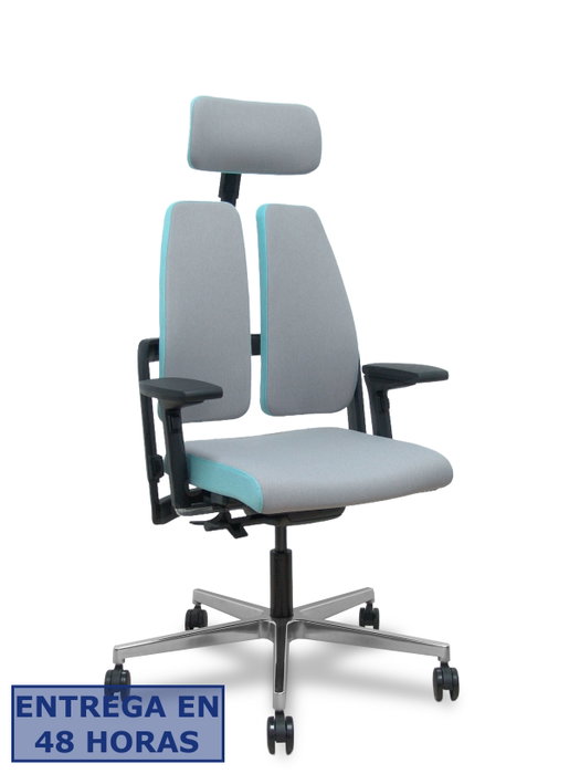 NOWY STYL Silla Xilium Duo Gris y Azul con Mecanismo Sincro/Traslack y Brazos 4D