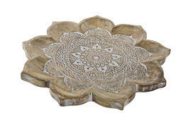 DKD Home Decor Centro de Mesa de Mango Mandala Decape Natural 46x46x4 cm