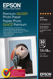 Epson C13S042154 Fotopapier Premium Glossy 13x18cm 30 Hojas Brillo Extra 255 g/m²