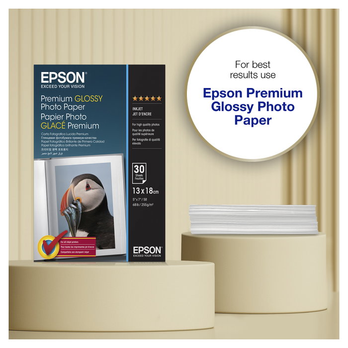 Epson Premium Glossy Photo Paper 13x18cm 255g 30 Hojas