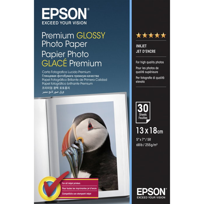 Epson Premium Glossy Photo 13 x 18 cm, 255 g/m², 30 hojas