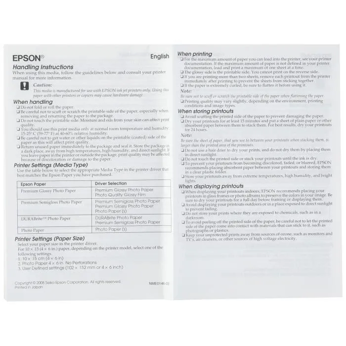 Epson Premium Glossy Photo Paper 13x18cm 255g 30 Hojas