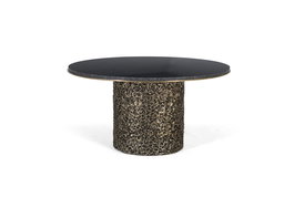 GINER Y COLOMER Mesa de Centro Mármoles Gris y Dorado Base Metal 87 cm