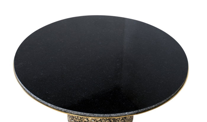 GINER Y COLOMER Mesa de Centro Mármoles Gris y Dorado Base Metal 87 cm