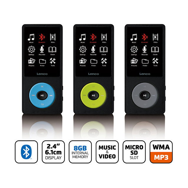 Lenco Xemio-860BU Reproductor MP3 8 GB Bluetooth con Auriculares Incluidos Azul