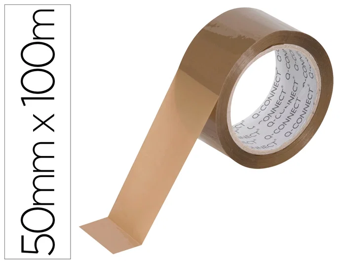 Q-connect Cinta adhesiva de polipropileno para embalaje, 100 m x 50 mm, 45 micras, alta adherencia, color Havana Q-connect Cinta adhesiva de polipropileno para embalaje, 100 m x 50 mm, 45 micras, alta adherencia, color Havana
