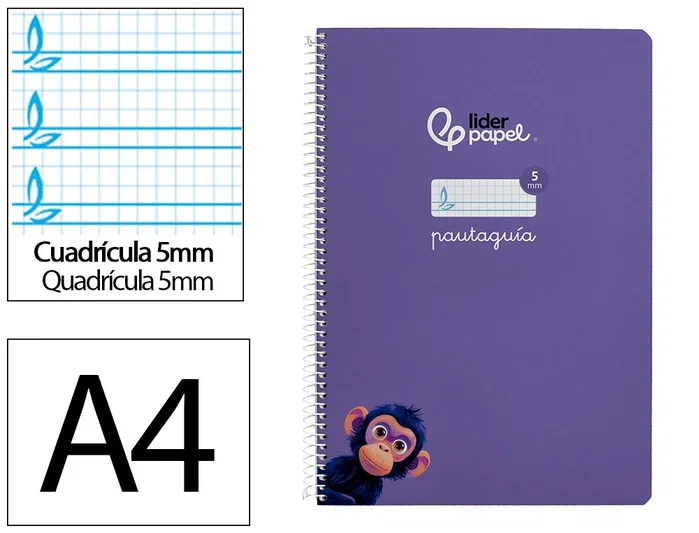 Liderpapel Cuaderno Espiral Pautaguía A4 Tapa Dura Lila Liderpapel Cuaderno Espiral Pautaguía A4 Tapa Dura Lila