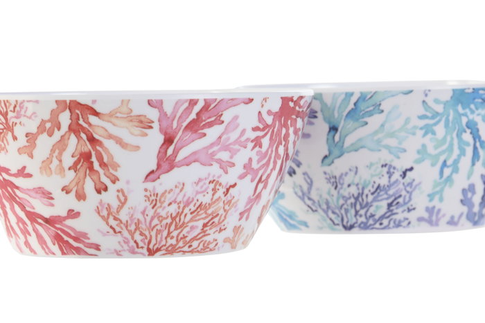 DKD Home Decor Cuencos de Melamina Colección Corales Surtidos