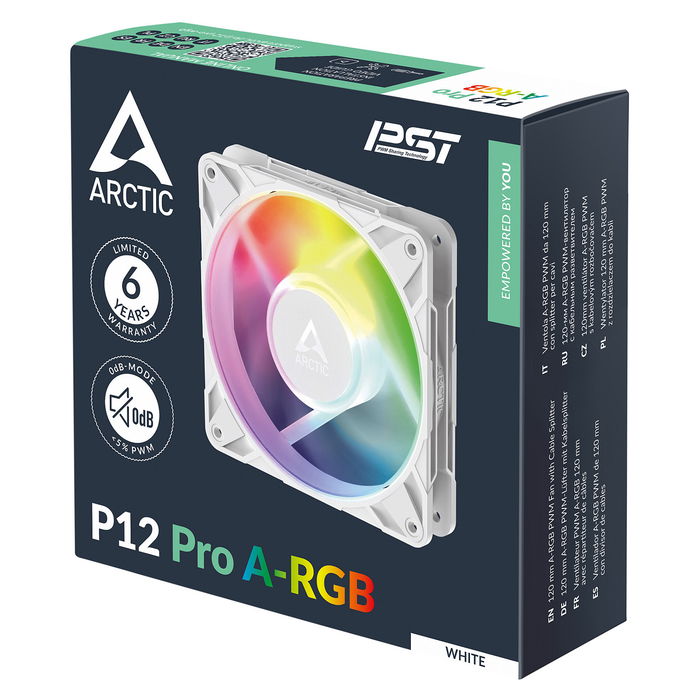 ARCTIC P12 Pro A-RGB (White) Ventilador 12cm Blanco con Iluminación LED RGB