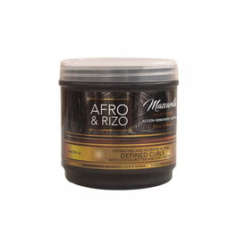 Afro And Rizo Mascarilla 16Oz con Cacao y Karite para Cabello Afro, Rizo y Ondulado Hidratación Profunda