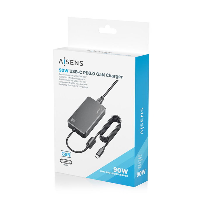 AISENS Cargador de Sobremesa GaN 90W PD3.0 1xUSB-C 1.8m, Negro AISENS Cargador de Sobremesa GaN 90W PD3.0 1xUSB-C 1.8m, Negro
