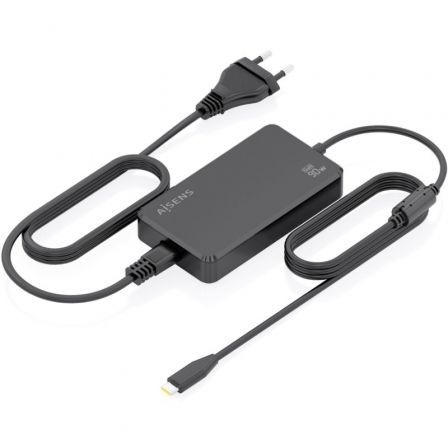 Aisens Cargador de Sobremesa GaN 90W PD3.0 USB-C ASCH-1PD90D069-BK, Negro, 1 Puerto, 1.8m Cable, Automático 5-20V, Protecciones
