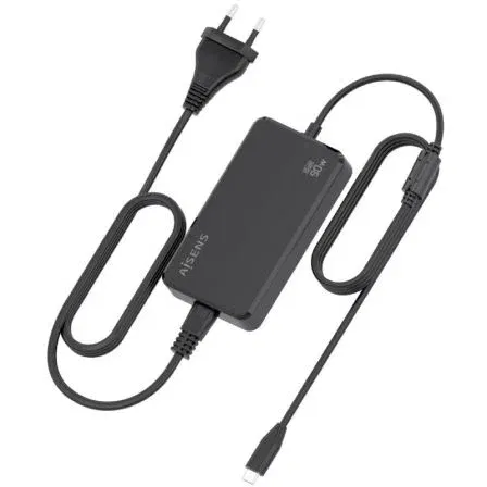 Aisens Cargador de Sobremesa GaN 90W PD3.0 USB-C ASCH-1PD90D069-BK, Negro, 1 Puerto, 1.8m Cable, Automático 5-20V, Protecciones