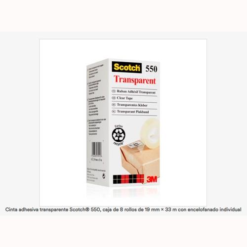 Scotch Cinta Adhesiva Transparente 550 33 m x 19 mm Pack de 8 Scotch Cinta Adhesiva Transparente 550 33 m x 19 mm Pack de 8