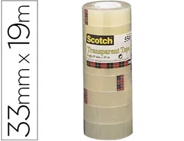 Scotch Cinta Adhesiva 550 Transparente 33 mt x 19 mm Pack 8 Unidades