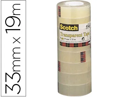Scotch Cinta Adhesiva 550 Transparente 33 mt x 19 mm Pack 8 Unidades Scotch Cinta Adhesiva 550 Transparente 33 mt x 19 mm Pack 8 Unidades