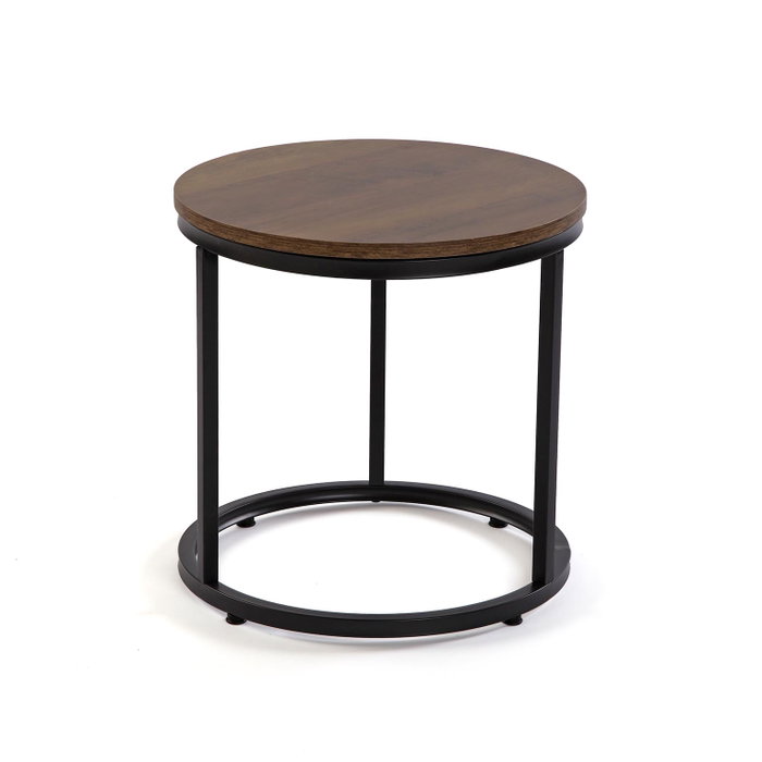 Versa Set de 2 Mesas Auxiliares Industrial 60x45 cm - Madera MDF y Metal Versa Set de 2 Mesas Auxiliares Industrial 60x45 cm - Madera MDF y Metal