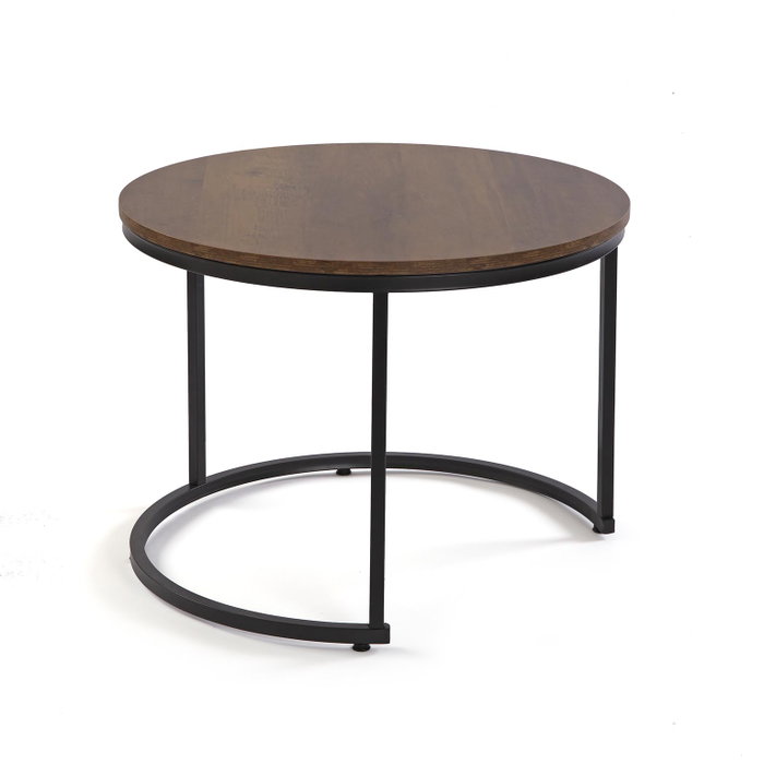 Versa Set de 2 Mesas Auxiliares Industrial 60x45 cm - Madera MDF y Metal Versa Set de 2 Mesas Auxiliares Industrial 60x45 cm - Madera MDF y Metal