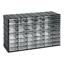 Art Plast Cajonera Modular 48 Cajones Transparentes Negro 382 x 148 x 230 mm