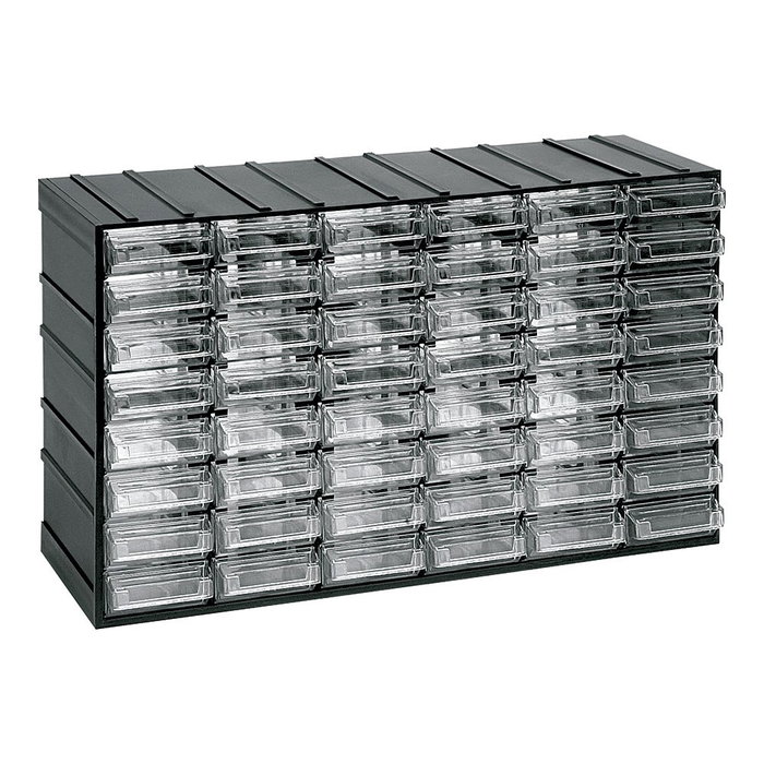 Art Plast Cajonera Modular 48 Cajones Transparentes Negro 382 x 148 x 230 mm Art Plast Cajonera Modular 48 Cajones Transparentes Negro 382 x 148 x 230 mm