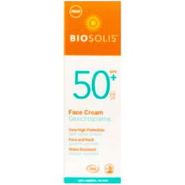 BIOSOLIS Crema Solar Facial Spf50+ 50 Ml con Aloe Vera y Aceite de Sésamo, Protección UVA/UVB Mineral, Vegana