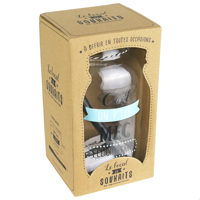 Dites-le avec des Mots Hucha Tarro Deseos Nacimiento Regalo Bebé Incluye 100 Etiquetas y Bolígrafo