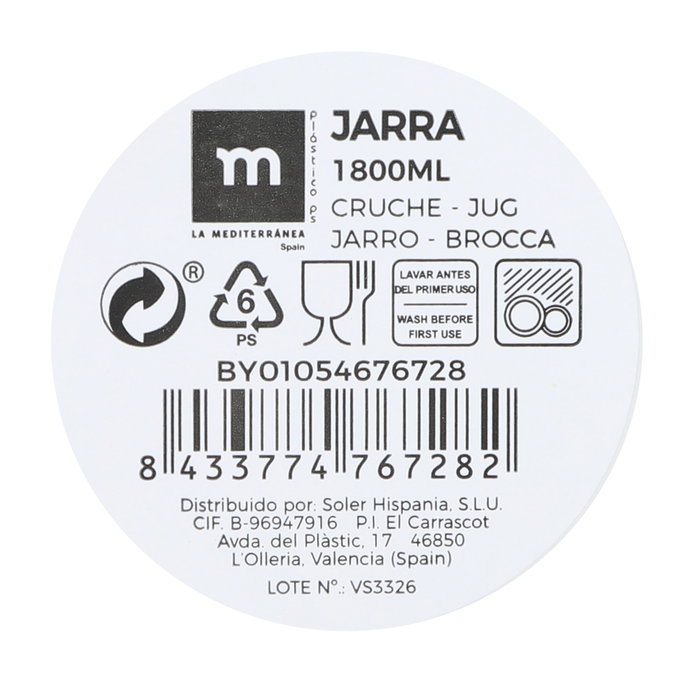 La Mediterranea Jarra 1800 ml (Pack de 24 Unidades)