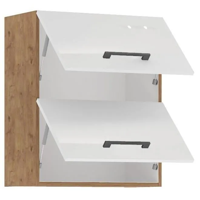 Rock Columna ROCK60GUWH Roble Lancelot y Melamina Blanco Brillo 60 cm 2 Puertas Basculantes