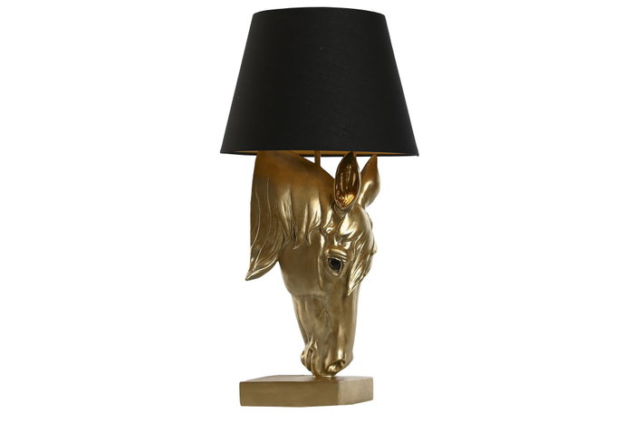 DKD Home Decor Lámpara de Sobremesa Resina Caballo Dorado