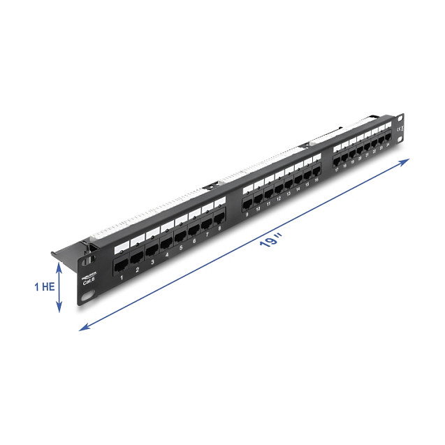 DeLOCK Patch Panel 19″ 1U Cat.6 con LED y barra de gestión de cables DeLOCK Patch Panel 19″ 1U Cat.6 con LED y barra de gestión de cables