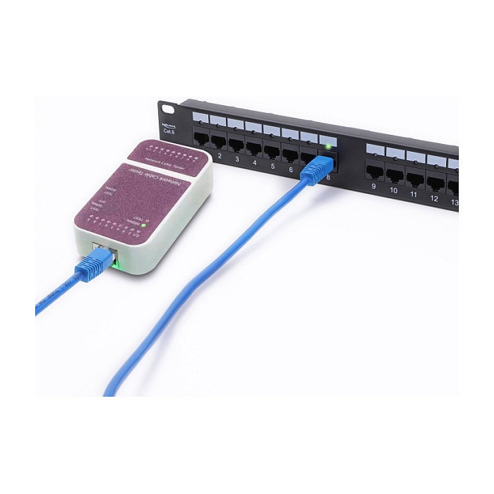 DeLOCK Patchpanel 24 puertos Cat.6 con LED y gestión de cables, 19″ 1U, Negro