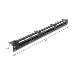 DeLOCK Patchpanel 24 puertos Cat.6 con LED y gestión de cables, 19″ 1U, Negro