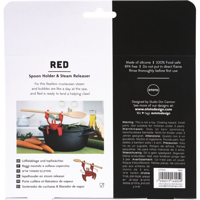Ototo Red the Crab Soporte para cucharas y liberador de vapor Rojo