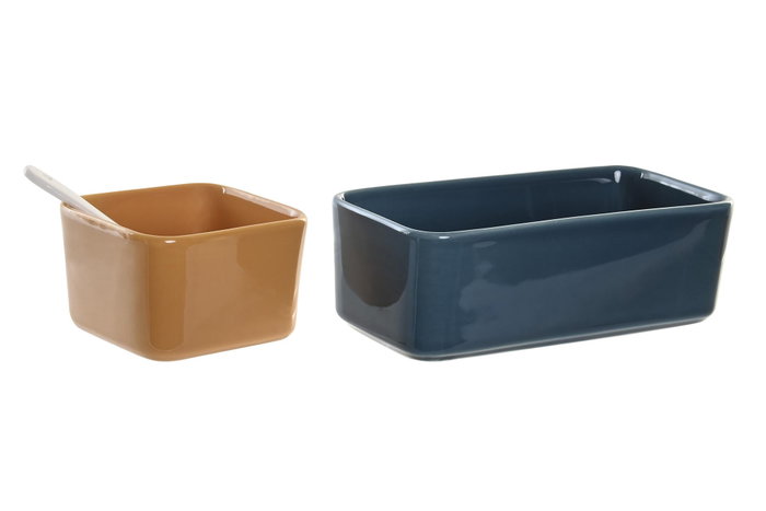DKD Home Decor Set de 5 Piezas para Aperitivos en Bambú y Porcelana Multicolor DKD Home Decor Set de 5 Piezas para Aperitivos en Bambú y Porcelana Multicolor