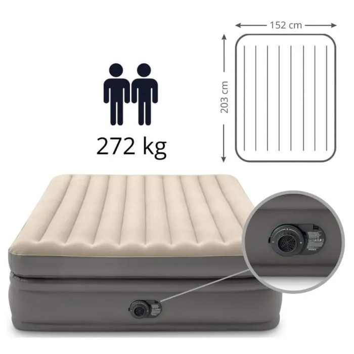 Intex Cama de Aire Queen Prime Comfort Elevated Altura 51 cm Peso Máximo 272 Kg con Bomba Eléctrica Incorporada