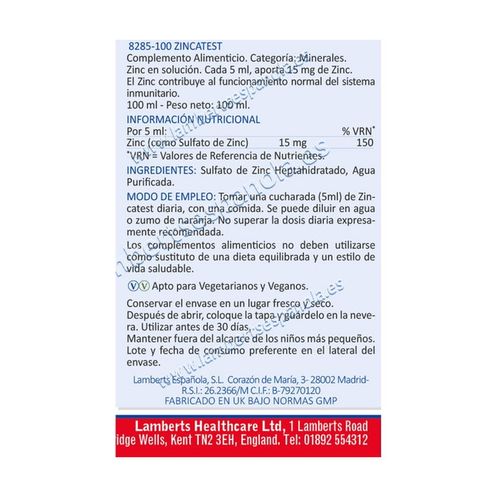 Lamberts Zincatest 100 ml