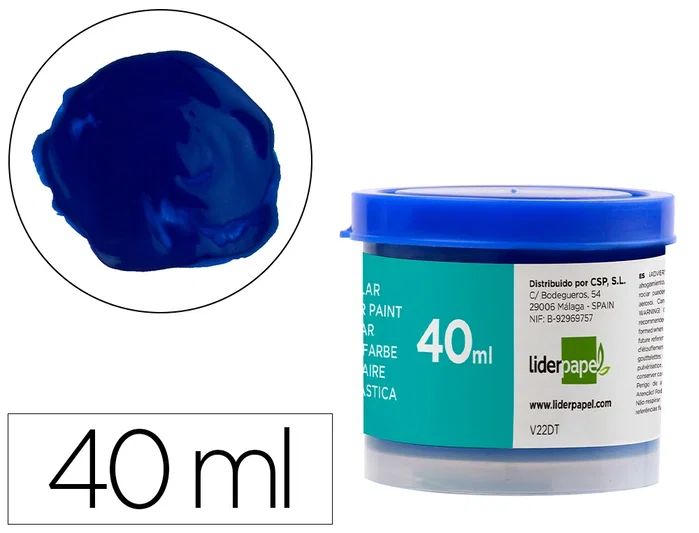 Liderpapel Tempera Escolar 40 ml Azul Ultramar - Pintura para Papel, Cartulina, Madera, Tela, Arcilla y Pasta de Modelar, Fluida y Cubriente, Apto desde 3 Anos Liderpapel Tempera Escolar 40 ml Azul Ultramar - Pintura para Papel, Cartulina, Madera, Tela, Arcilla y Pasta de Modelar, Fluida y Cubriente, Apto desde 3 Anos