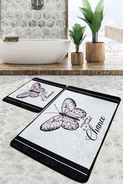 Mijölnir Juego de Alfombras de Baño Antideslizante Antibacteriano 100% Poliéster Suave y Cálido, 2 Piezas (60x100cm y 50x60cm)