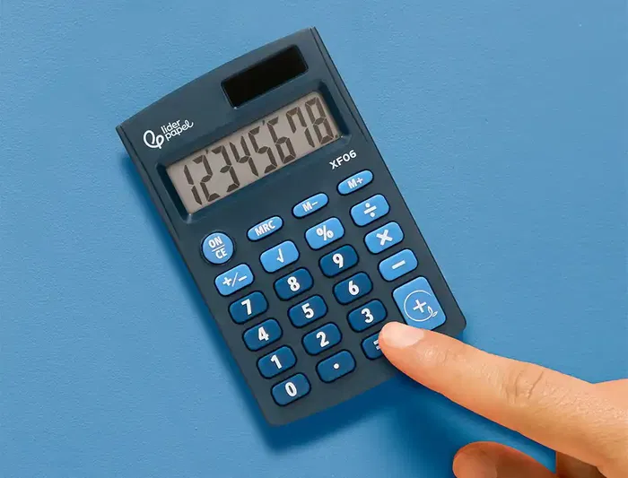 Liderpapel xf06 Calculadora de Bolsillo 8 Dígitos Solar y Pila Color Azul 98x62x8 mm